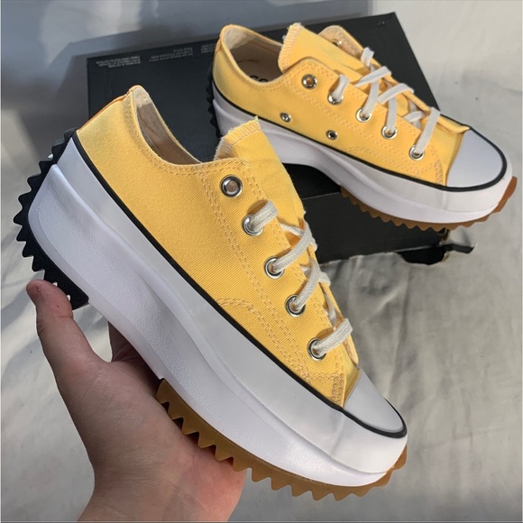 Converse Run Star Hike Ox Citron Yellow White Black Platform Shoes Womans 5.5 - Picture 1 of 8